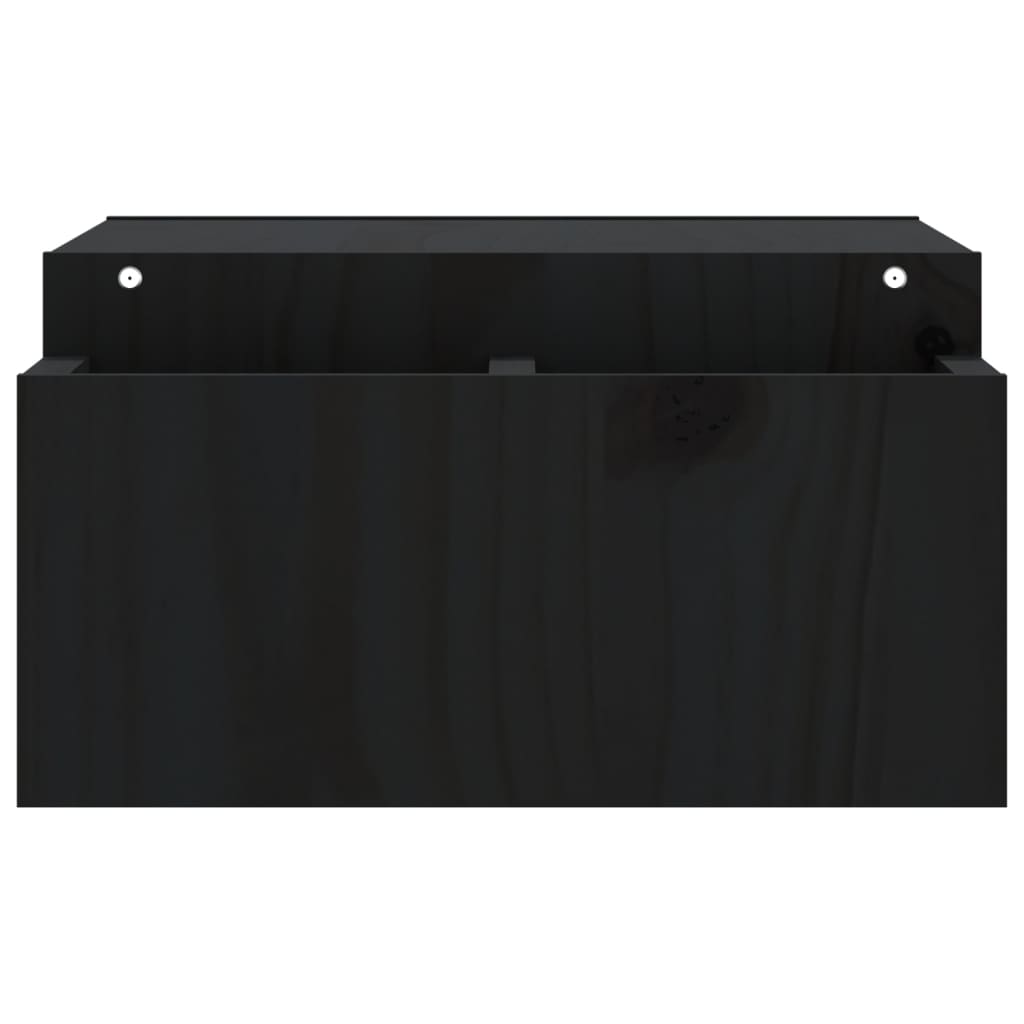 vidaXL monitora paliktnis, melns, 70x27,5x15 cm, priedes masīvkoks