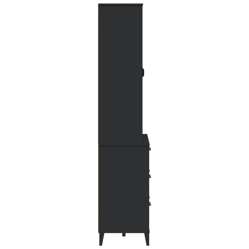 vidaXL augstais skapis VIKEN, melns, 80x40x190 cm, priedes masīvkoks