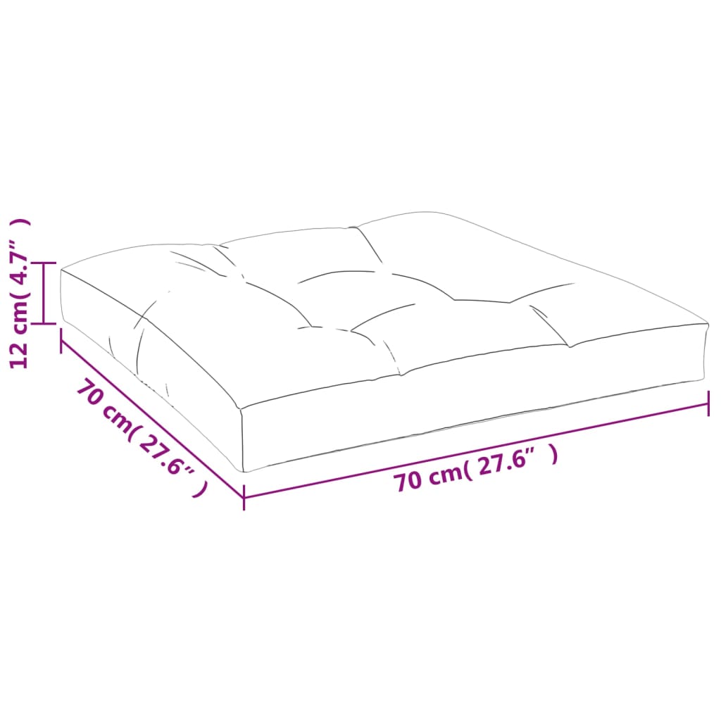 vidaXL palešu dīvāna matracis, lapu apdruka, 70x70x12 cm