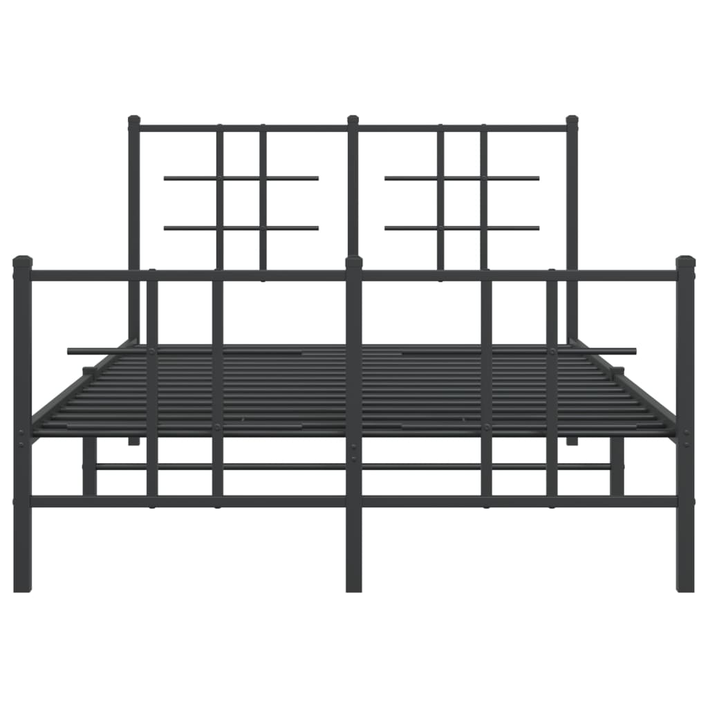 vidaXL gultas rāmis ar galvgali un kājgali, melns metāls, 120x200 cm