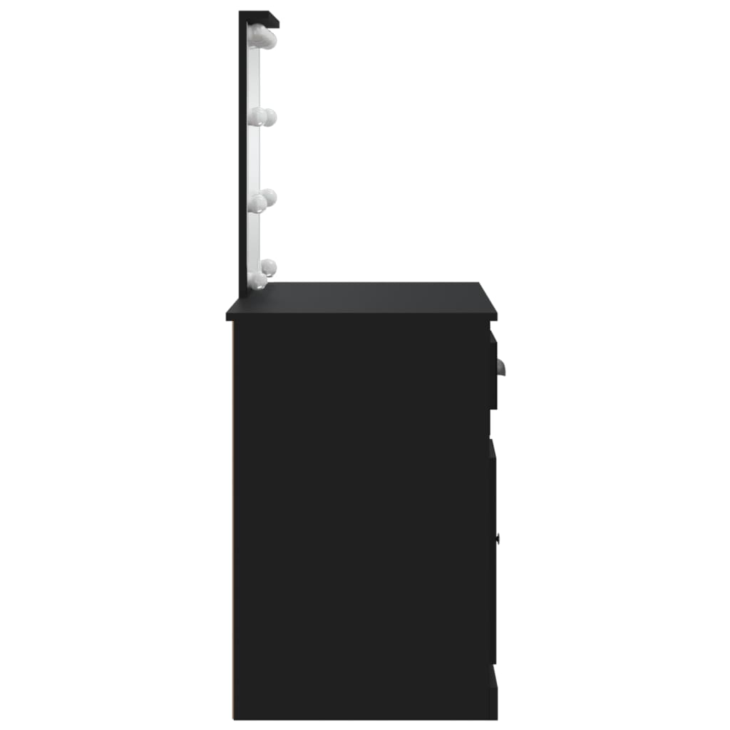 vidaXL spoguļgaldiņš ar LED, melns, 90x42x132,5 cm