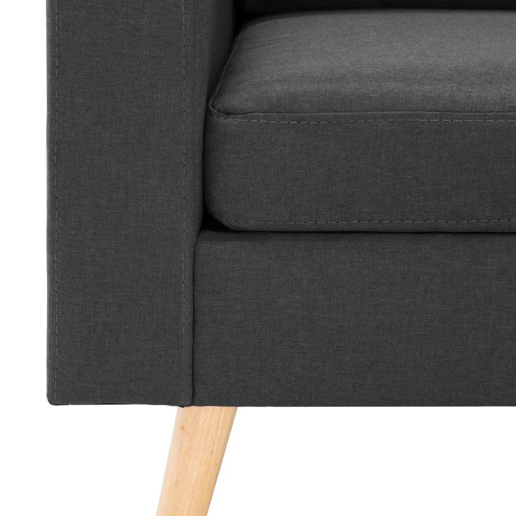 vidaXL trīsvietīgs dīvāns ar kājsoliņu, tumši pelēks audums
