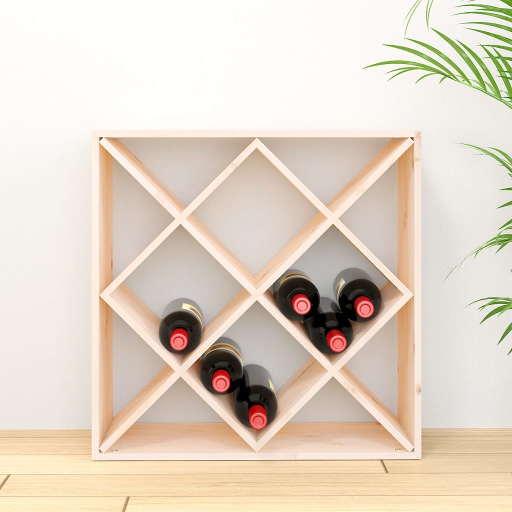 vidaXL vīna pudeļu plaukts, 62x25x62 cm, priedes masīvkoks