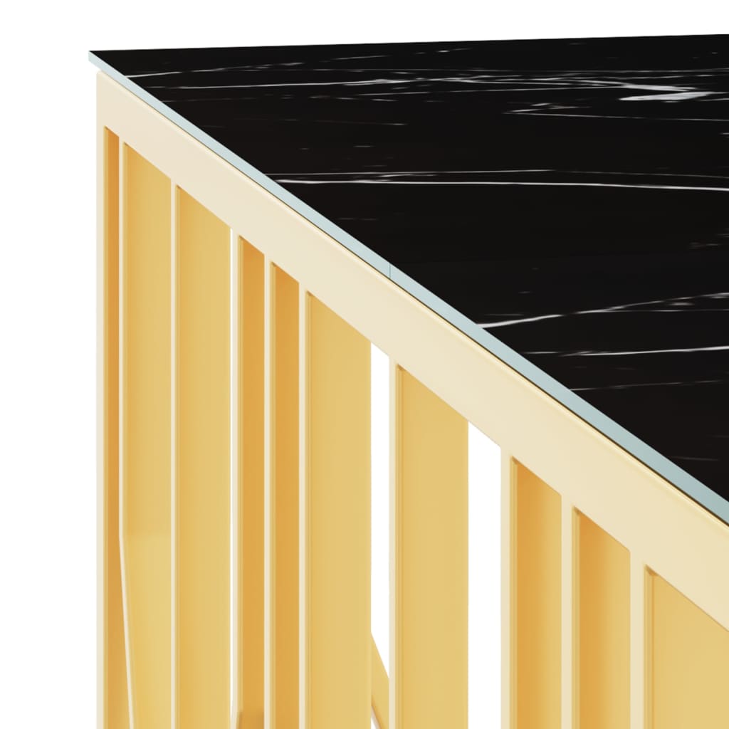 vidaXL kafijas galdiņš, zelta, 100x100x50 cm, tērauds, stikls