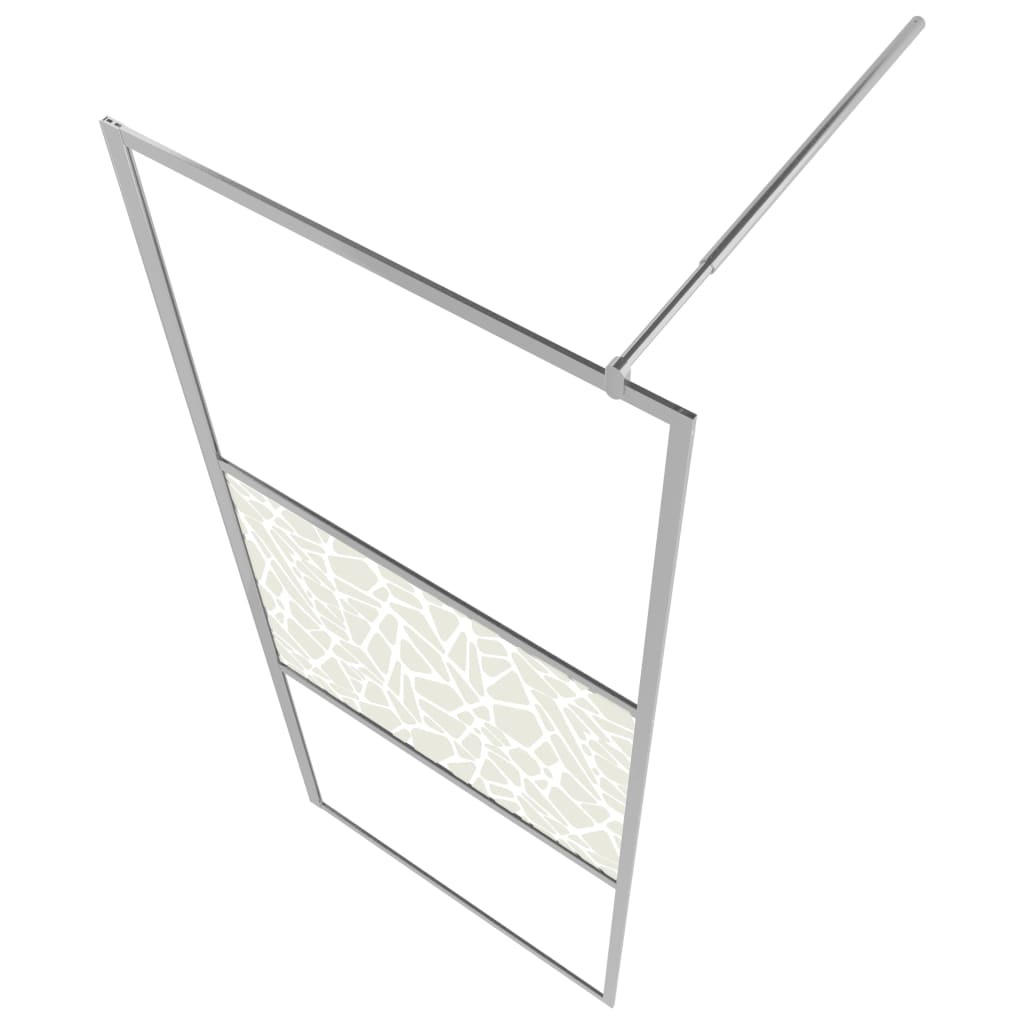vidaXL dušas siena, ESG stikls ar akmeņu dizainu, 115x195 cm