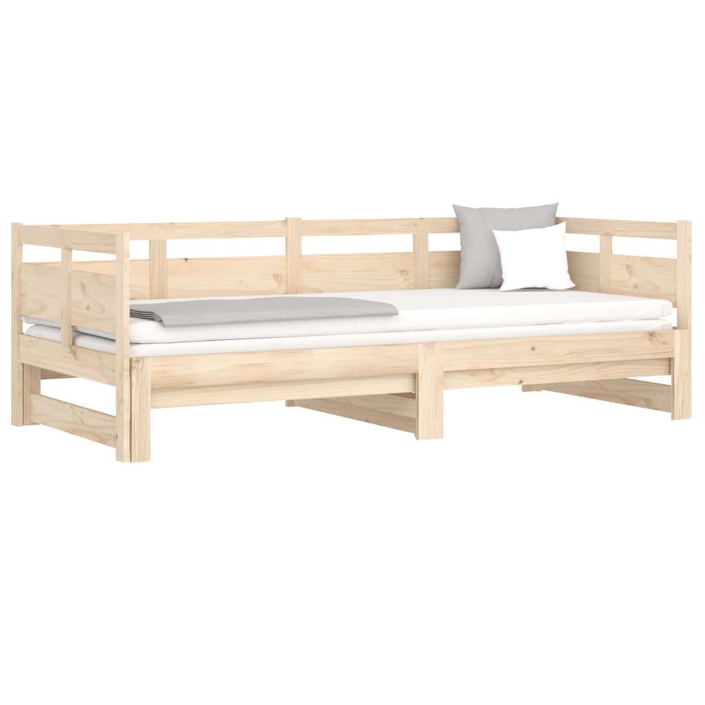vidaXL izvelkama gulta, priedes masīvkoks, 2x(90x190) cm