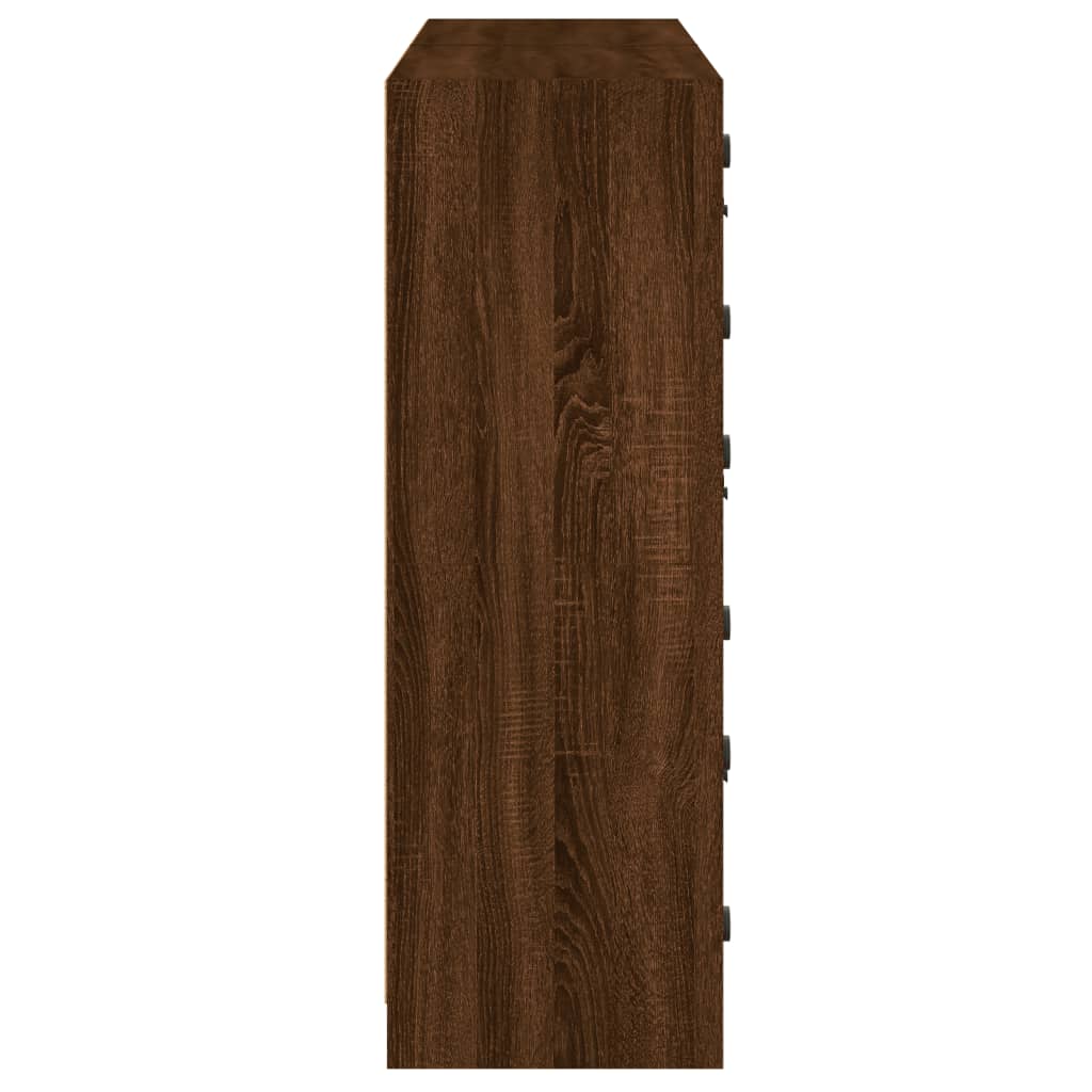 vidaXL grāmatu plaukts ar durvīm, brūna ozola, 136x37x109 cm, koks