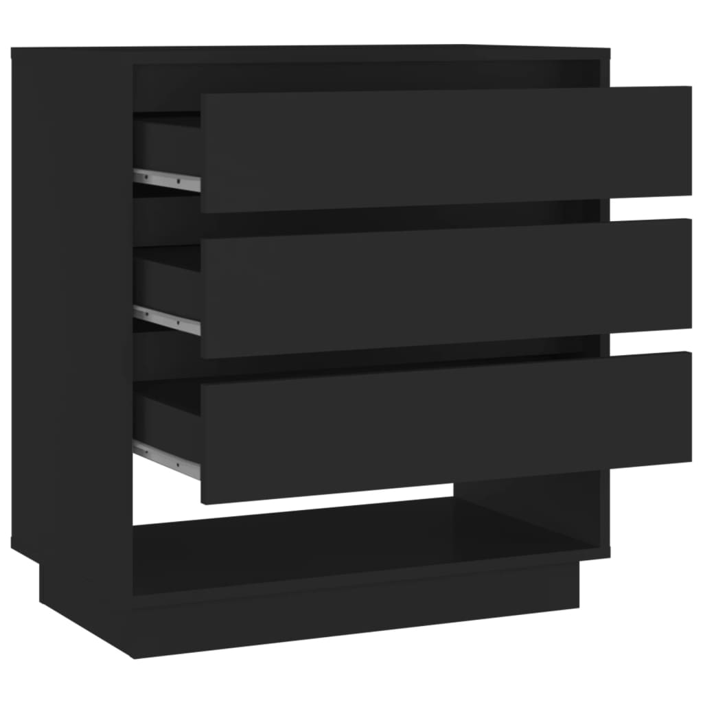 vidaXL kumode, melna, 70x41x75 cm, kokskaidu plāksne