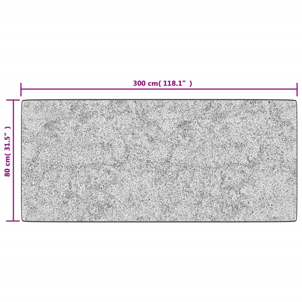 vidaXL paklājs, 80x300 cm, pelēks, mazgājams, neslīdošs