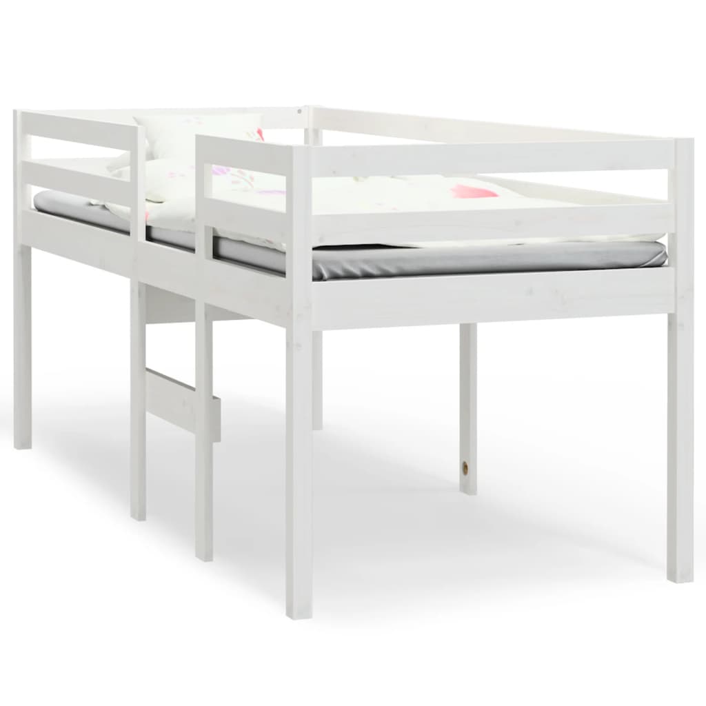 vidaXL augstā gulta, balta, 80x200 cm, priedes masīvkoks