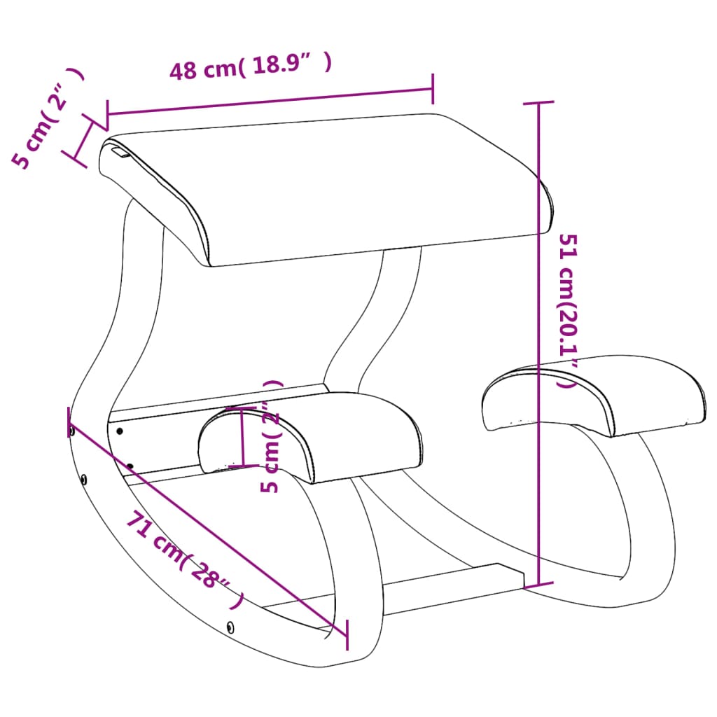 vidaXL krēsls ar ceļu atbalstiem, melns, 48x71x51 cm, bērza saplāksnis