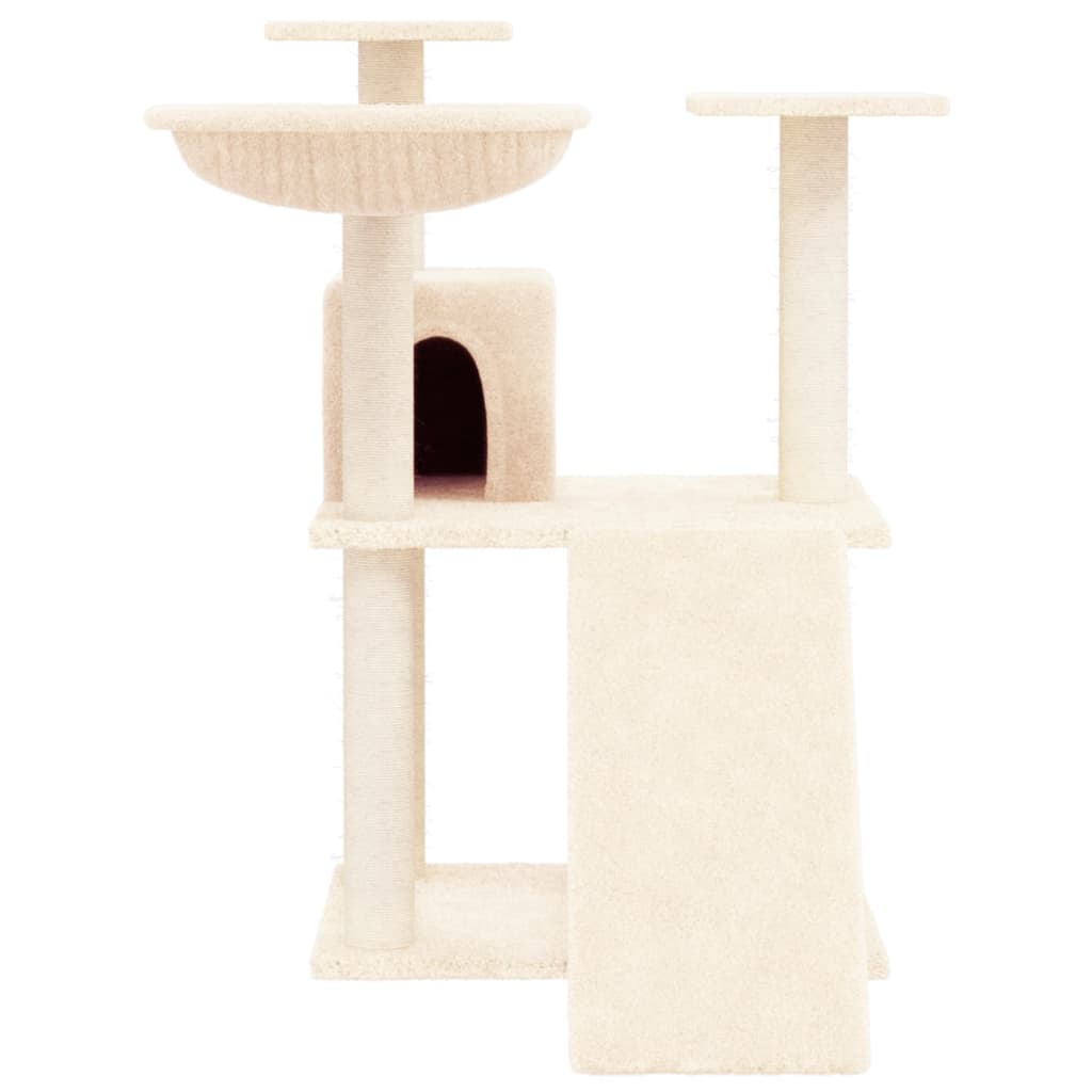 vidaXL kaķu māja ar sizala stabiem nagu asināšanai, 83 cm, krēmkrāsas