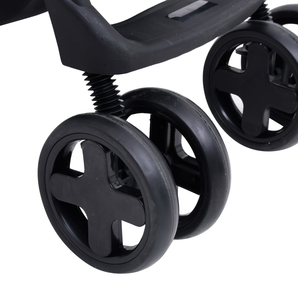 vidaXL trīs-vienā bērnu ratiņi, gaiši pelēki ar melnu, tērauds