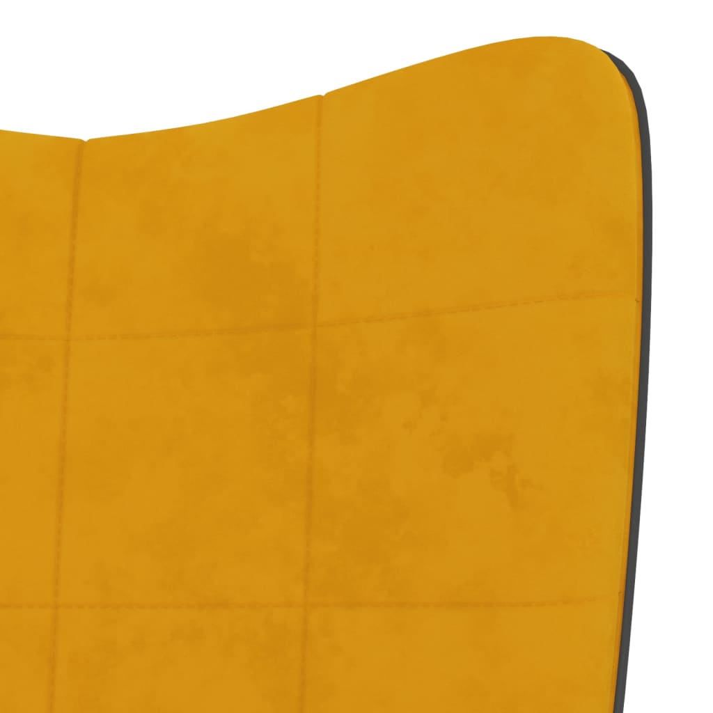 vidaXL atpūtas krēsls ar kāju balstu, sinepju dzeltens, samts un PVC