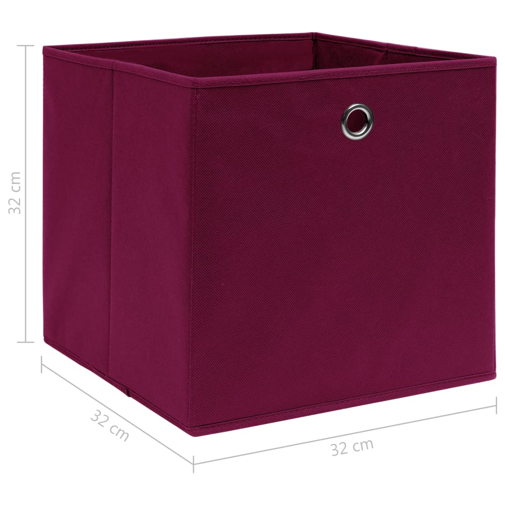 vidaXL uzglabāšanas kastes, 10 gab., 32x32x32 cm, tumši sarkans audums
