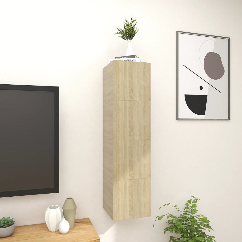 vidaXL sienas TV skapīši, 4 gab., ozolkoka, 30,5x30x30 cm