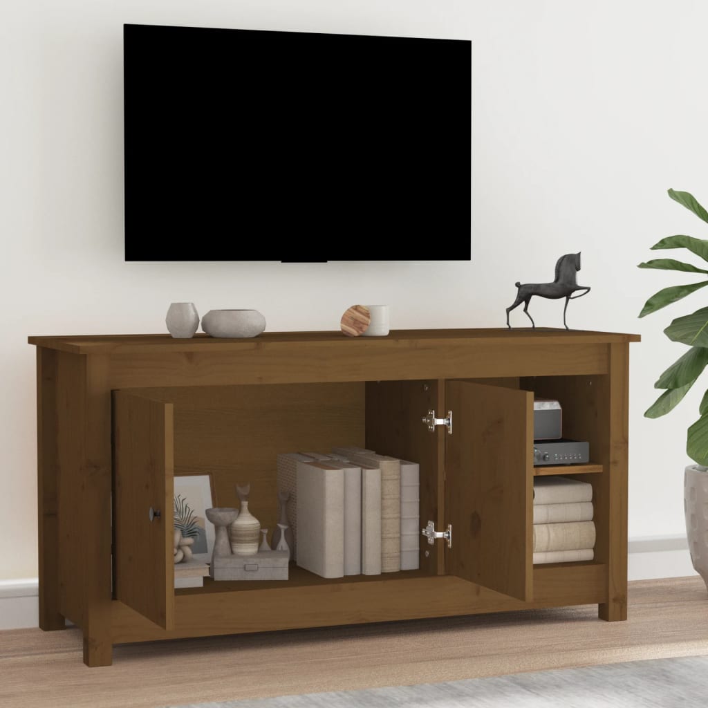 vidaXL TV skapītis, medus brūns, 103x36,5x52 cm, priedes masīvkoks