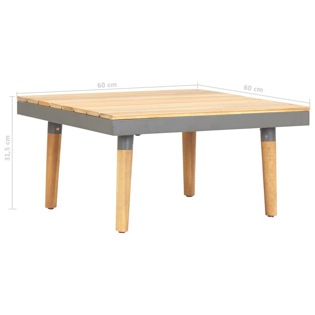 vidaXL dārza kafijas galdiņš, 60x60x31,5 cm, akācijas masīvkoks