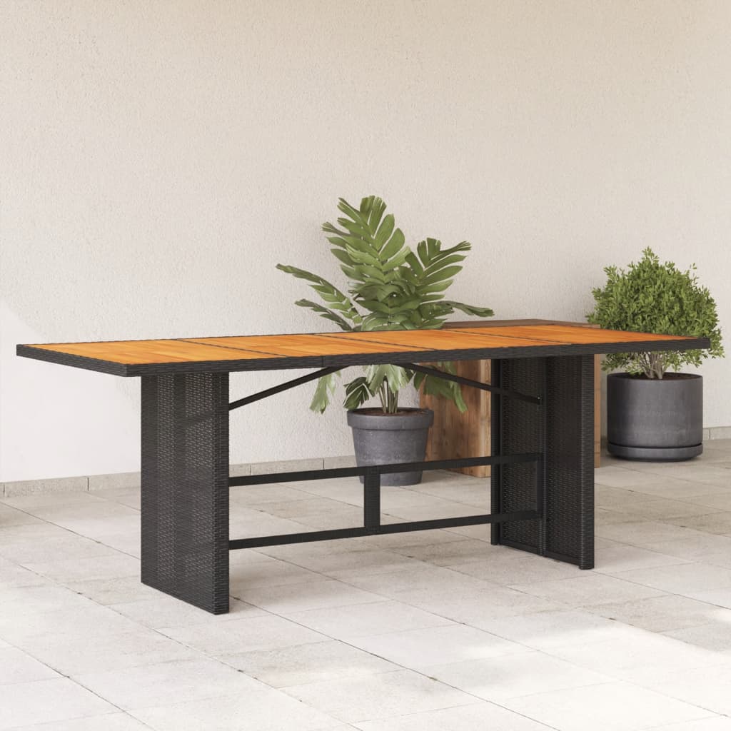 vidaXL dārza galds ar akācijas virsmu, 190x80x74cm, PE rotangpalma