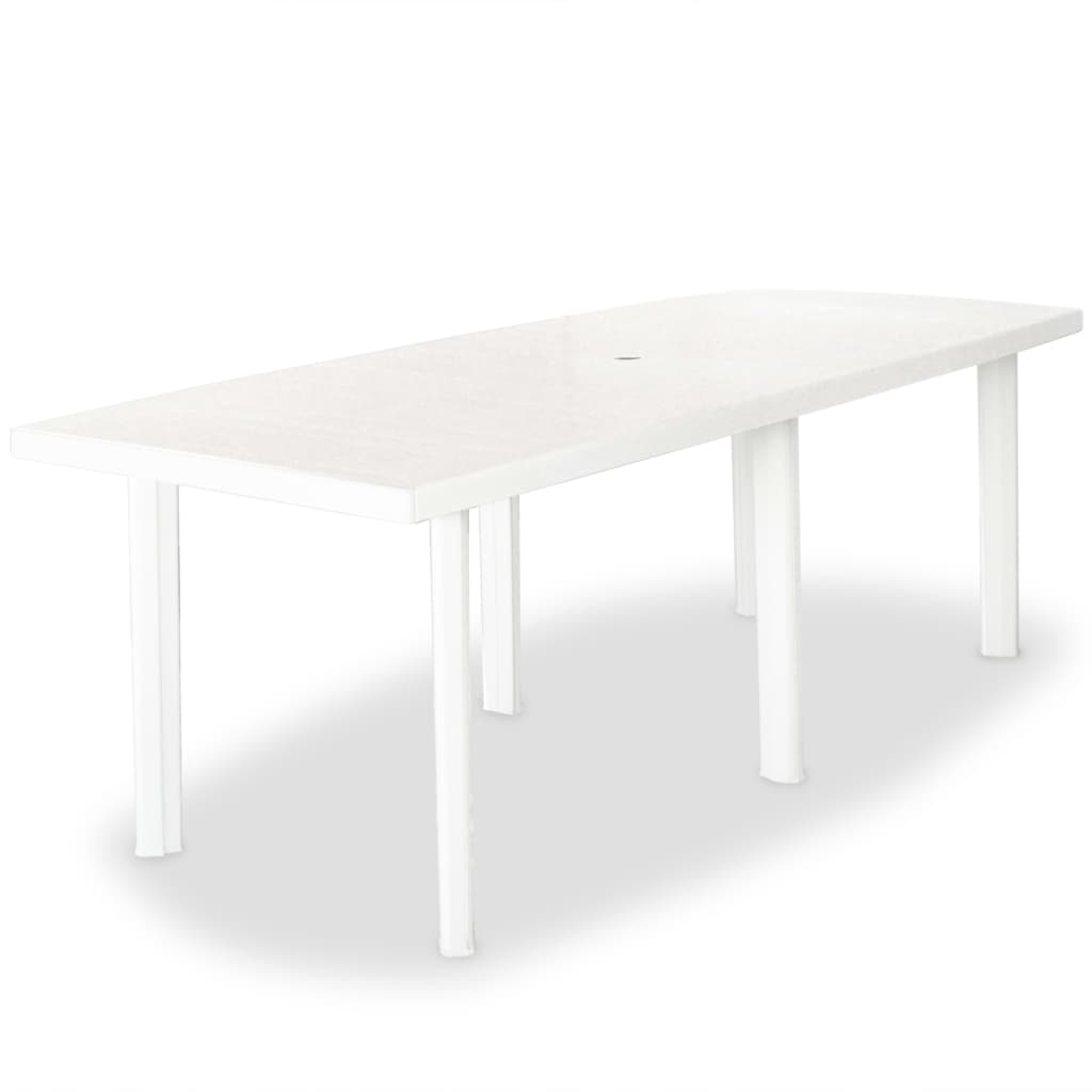 vidaXL dārza galds, 210x96x72 cm, balta plastmasa