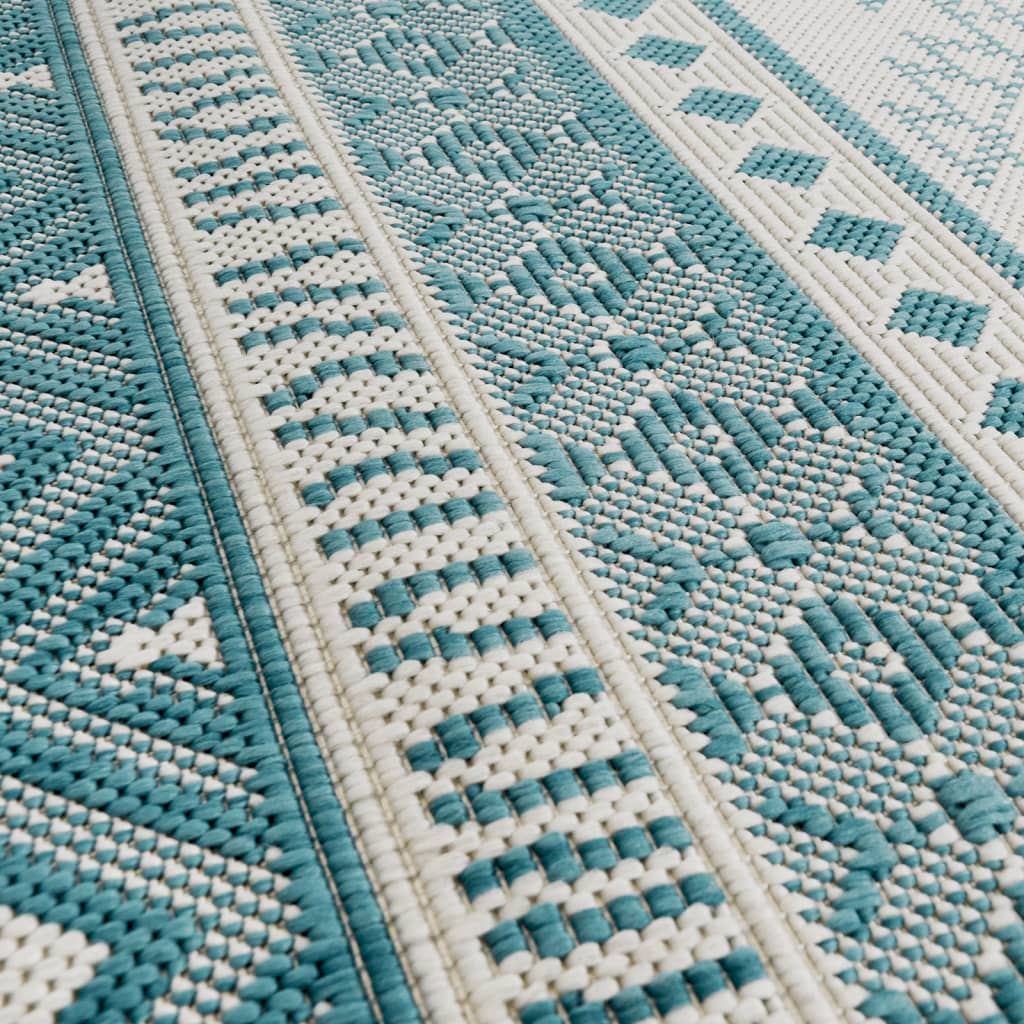 vidaXL āra paklājs, zils un balts, 100x200 cm, abpusējs