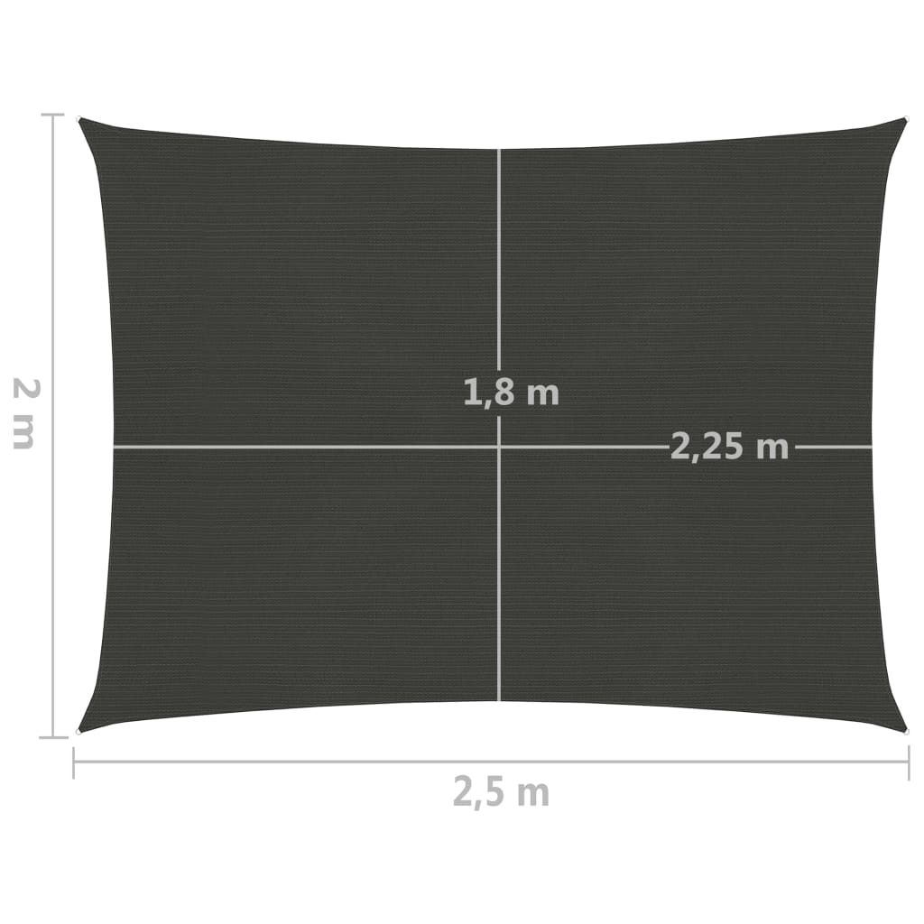 vidaXL saulessargs, 160 g/m², antracītpelēks, 2x2,5 m, HDPE