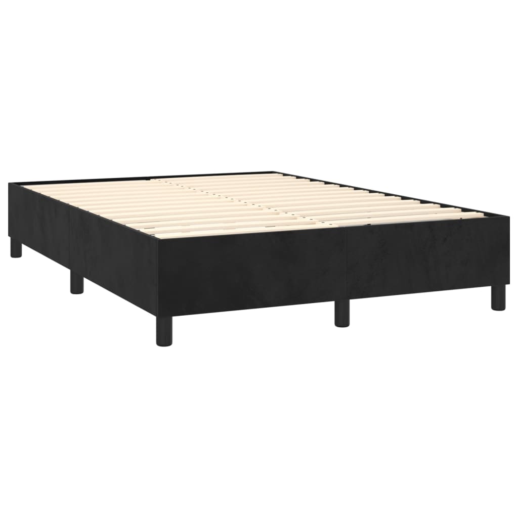 vidaXL atsperu gulta ar matraci, melna samts, 140x190 cm