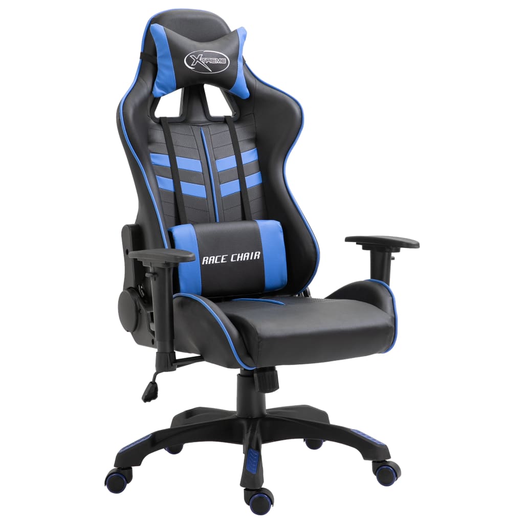 vidaXL datorspēļu krēsls, zila mākslīgā āda