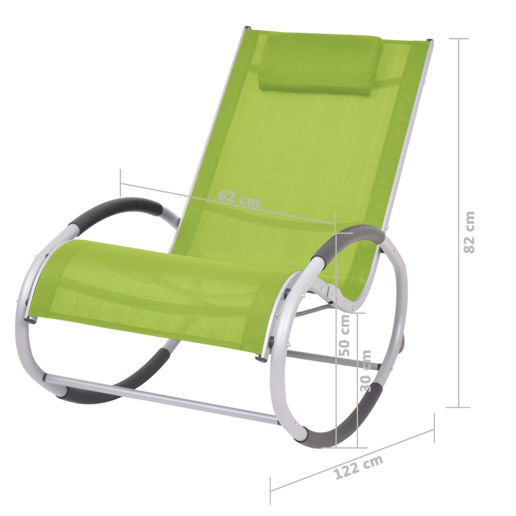 vidaXL dārza šūpuļkrēsls, zaļš tekstilēns