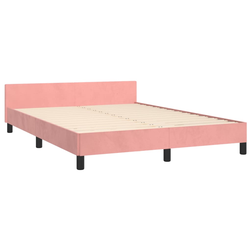 vidaXL gultas rāmis ar galvgali, rozā samts, 140x200 cm