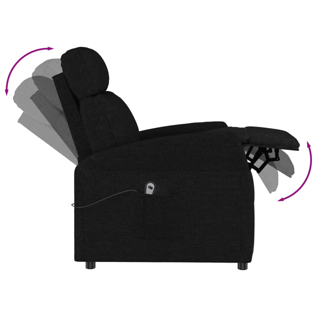 vidaXL atpūtas krēsls, paceļams, melns audums