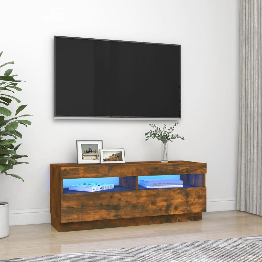 vidaXL TV skapītis ar LED lampiņām, ozolkoka krāsa, 100x35x40 cm