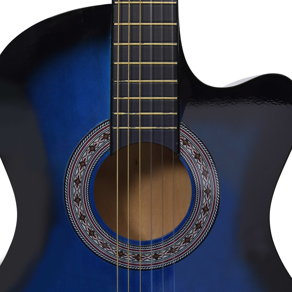 vidaXL klasiskā ģitāra ar 6 stīgām, vesterna stils, 38", zila