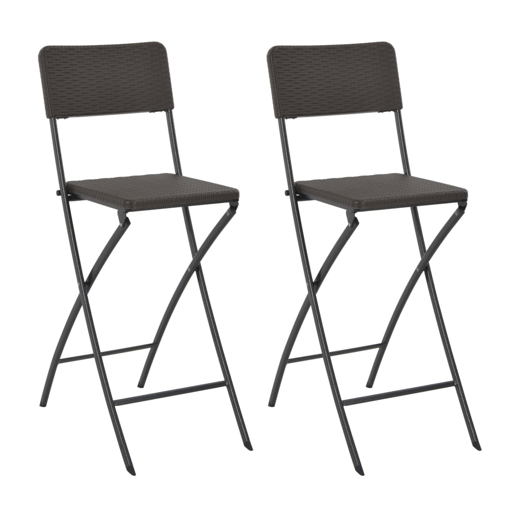 vidaXL saliekami bāra krēsli, 2 gab., HDPE un tērauds, brūni