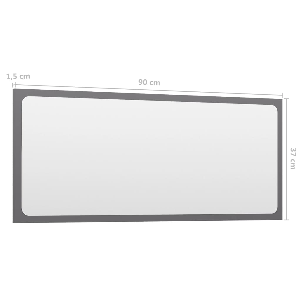 vidaXL vannasistabas spogulis, spīdīgi pelēks, 90x1,5x37 cm