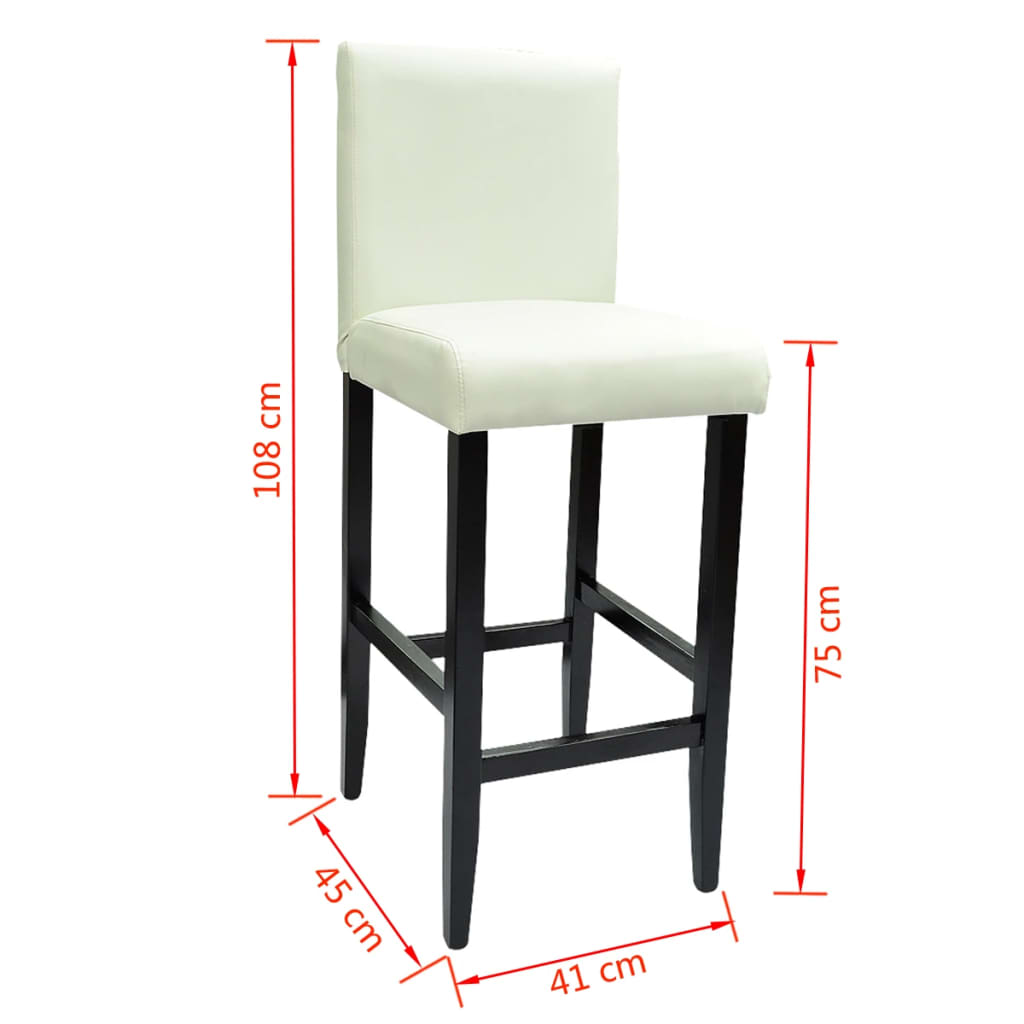 vidaXL bāra krēsli, 6 gab., balta mākslīgā āda