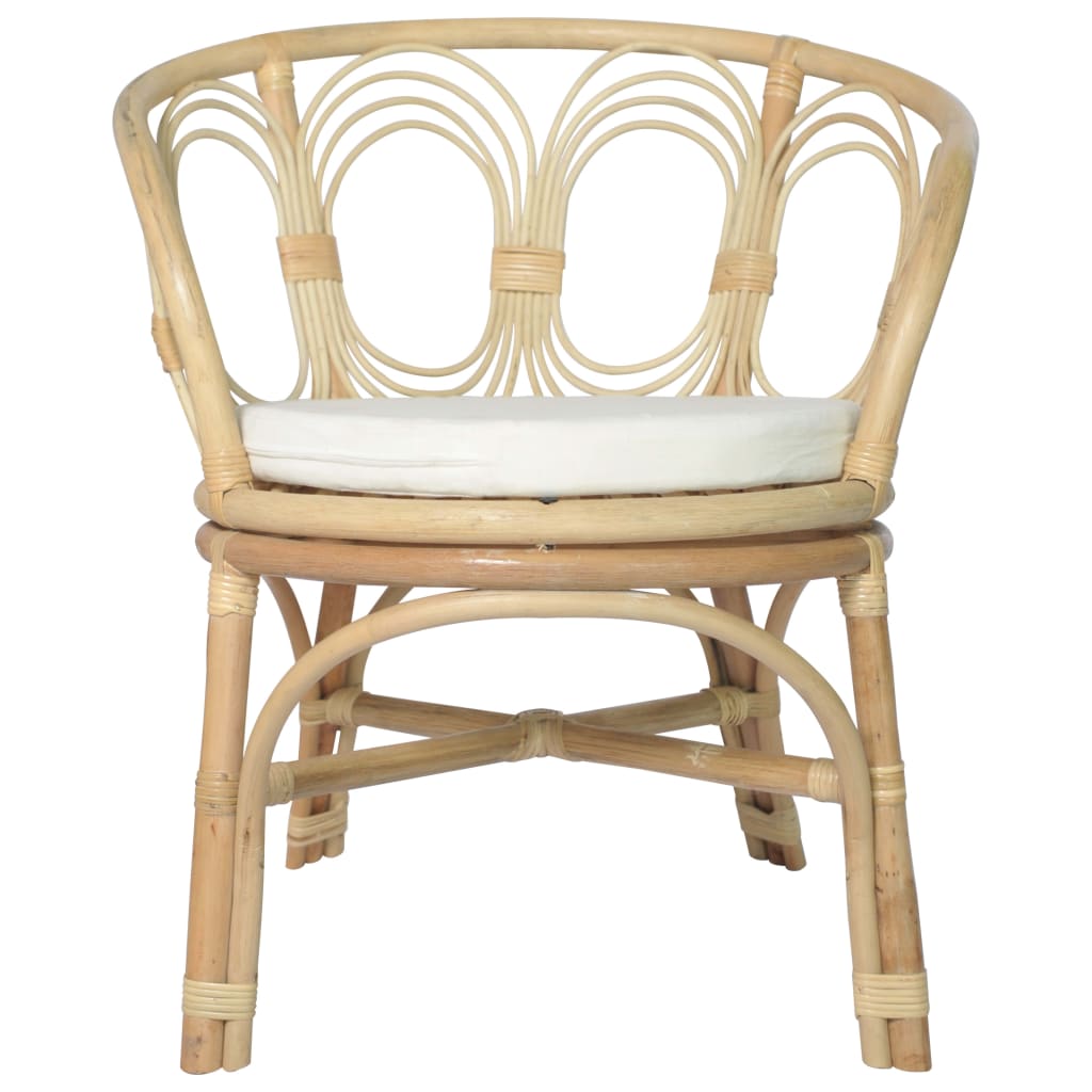 vidaXL virtuves krēsls ar matraci, dabīga rotangpalma un lins