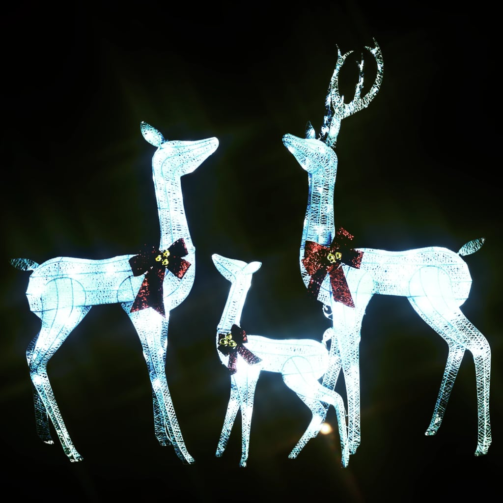 vidaXL ziemeļbriežu Ziemassvētku dekorācija, sudraba, balta, 201 LED