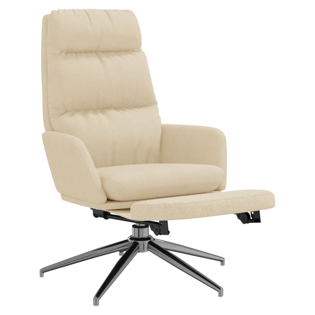 vidaXL atpūtas krēsls ar kāju balstu, krēmkrāsas audums