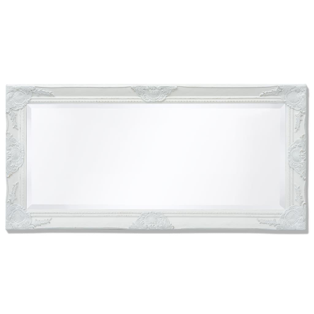 vidaXL baroka stila sienas spogulis, 100x50 cm, balts