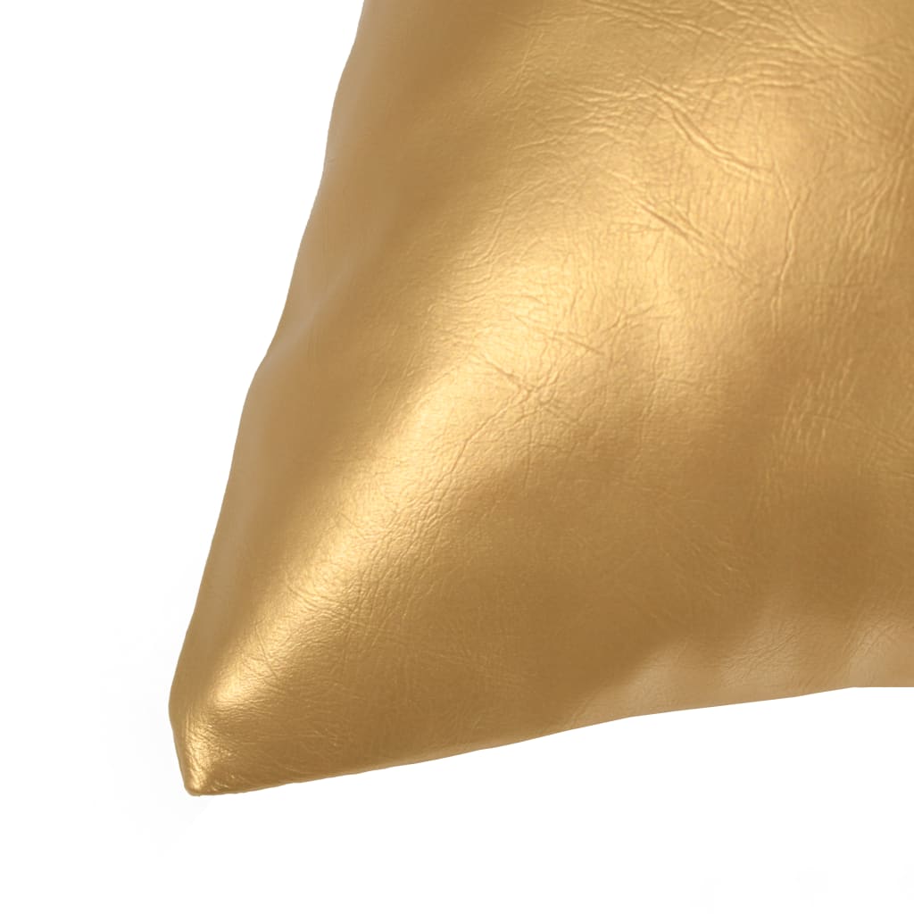 vidaXL spilvenu komplekts, 2 gab., 60x60 cm, zelta krāsas mākslīgā āda