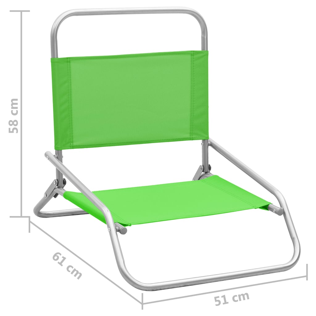 vidaXL salokāmi pludmales krēsli, 2 gab., zaļš audums