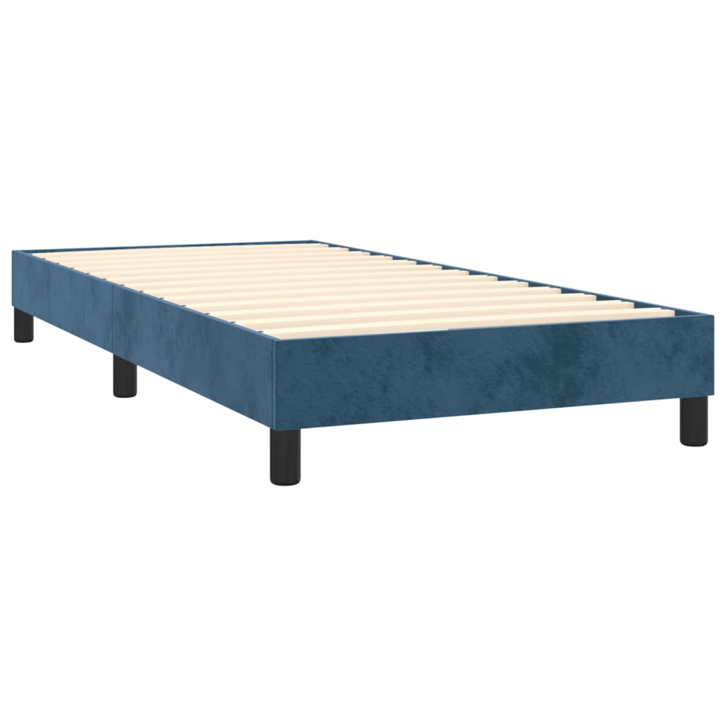 vidaXL atsperu gulta ar matraci, LED, tumši zils samts, 80x200 cm