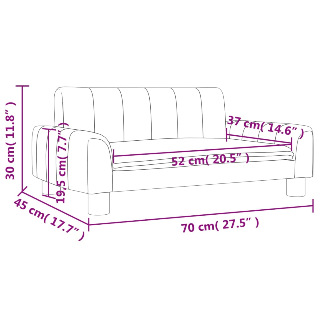 vidaXL bērnu dīvāns, krēmkrāsas, 70x45x30 cm, audums