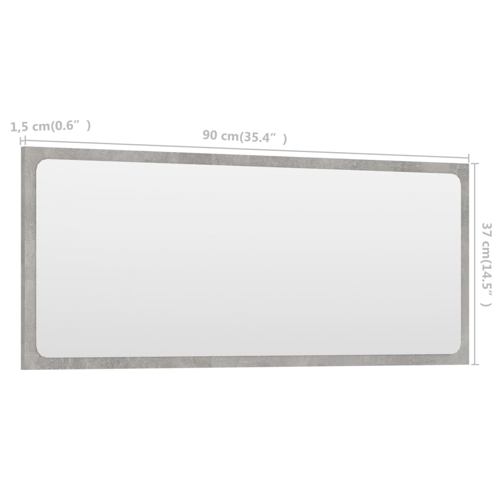 vidaXL vannasistabas spogulis, pelēks, 90x1,5x37 cm, skaidu plāksne