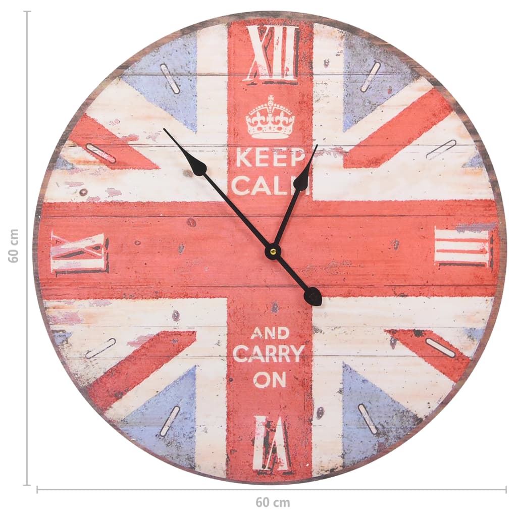 vidaXL vintāžas sienas pulkstenis, UK, 60 cm