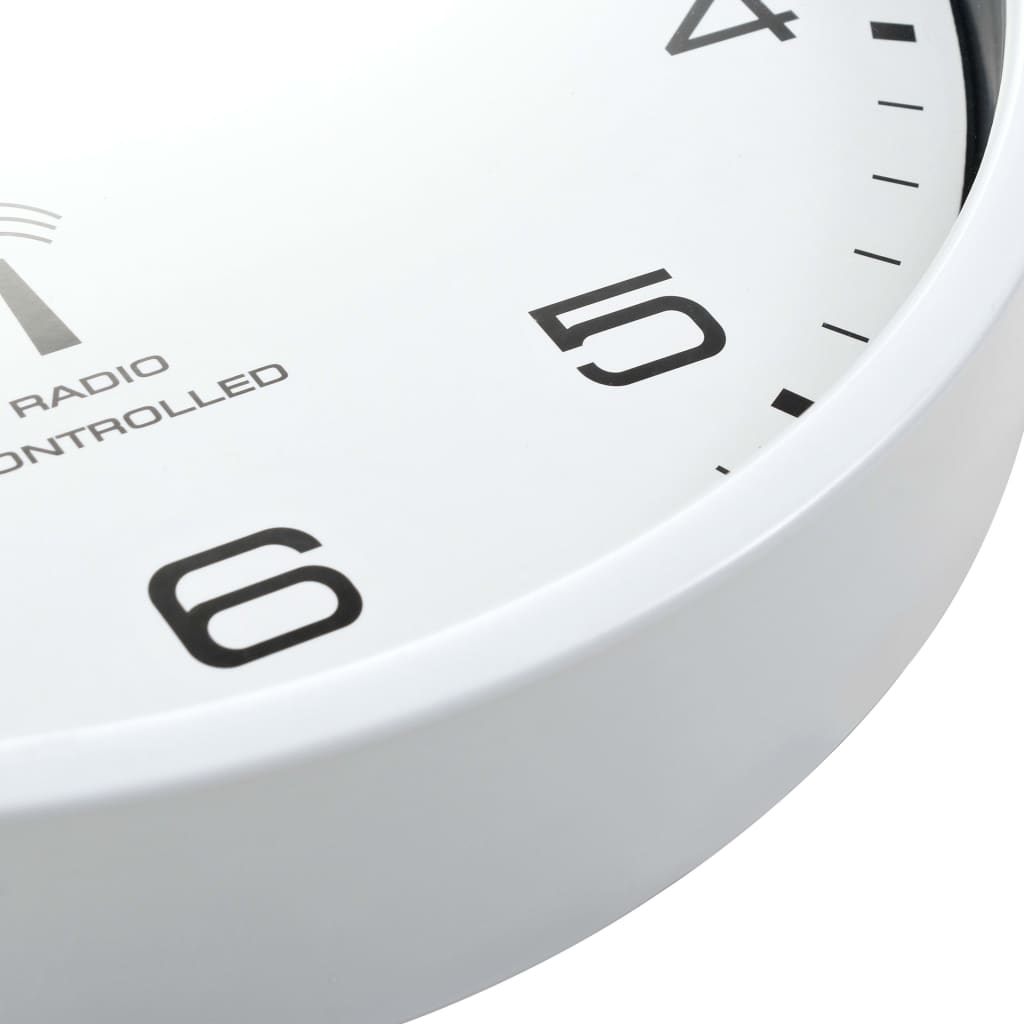 vidaXL radio vadāms sienas pulkstenis, kvarca mehānisms, 31 cm, balts
