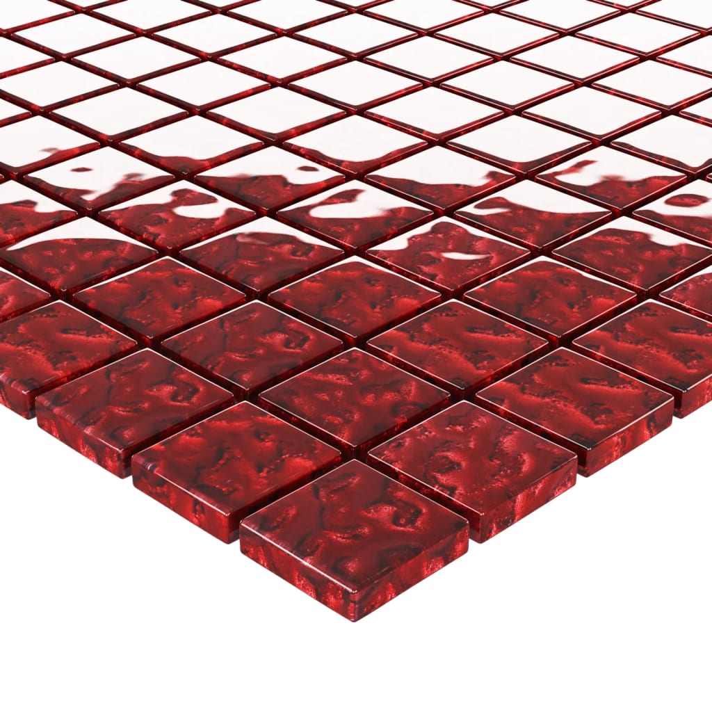 vidaXL mozaīkas flīzes, 11 gab., sarkanas, 30x30 cm, stikls