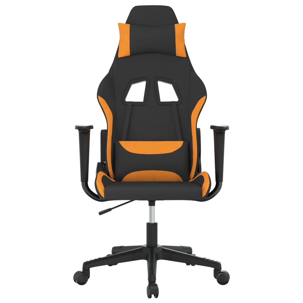 vidaXL masāžas datorspēļu krēsls, melns un oranžs audums
