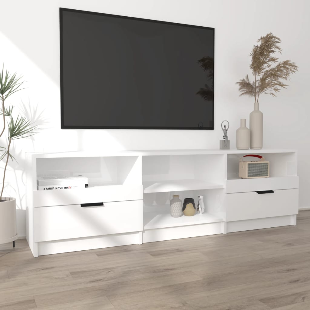 vidaXL TV skapītis, spīdīgi balts, 150x33,5x45 cm, inženierijas koks